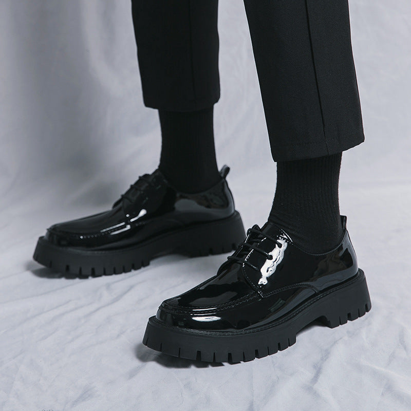 British Casual Lace Up Hair Stylist Platform Height Increasing Low Top Work Shoes