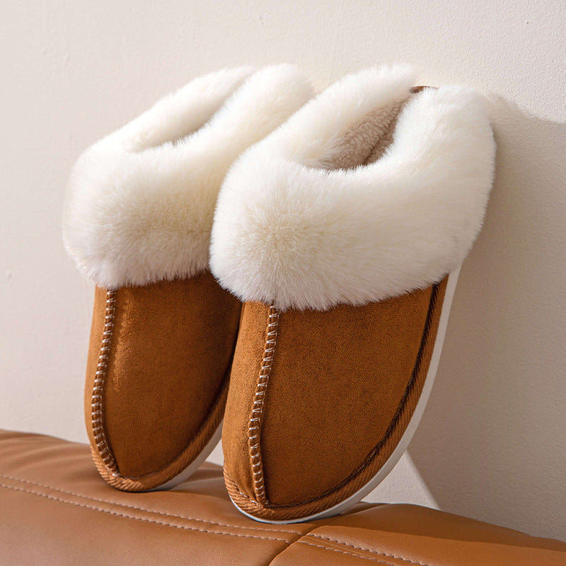 Fluffy Slippers Autumn Winter Home Indoor Cotton Slippers Warm Slugged Bottom Home