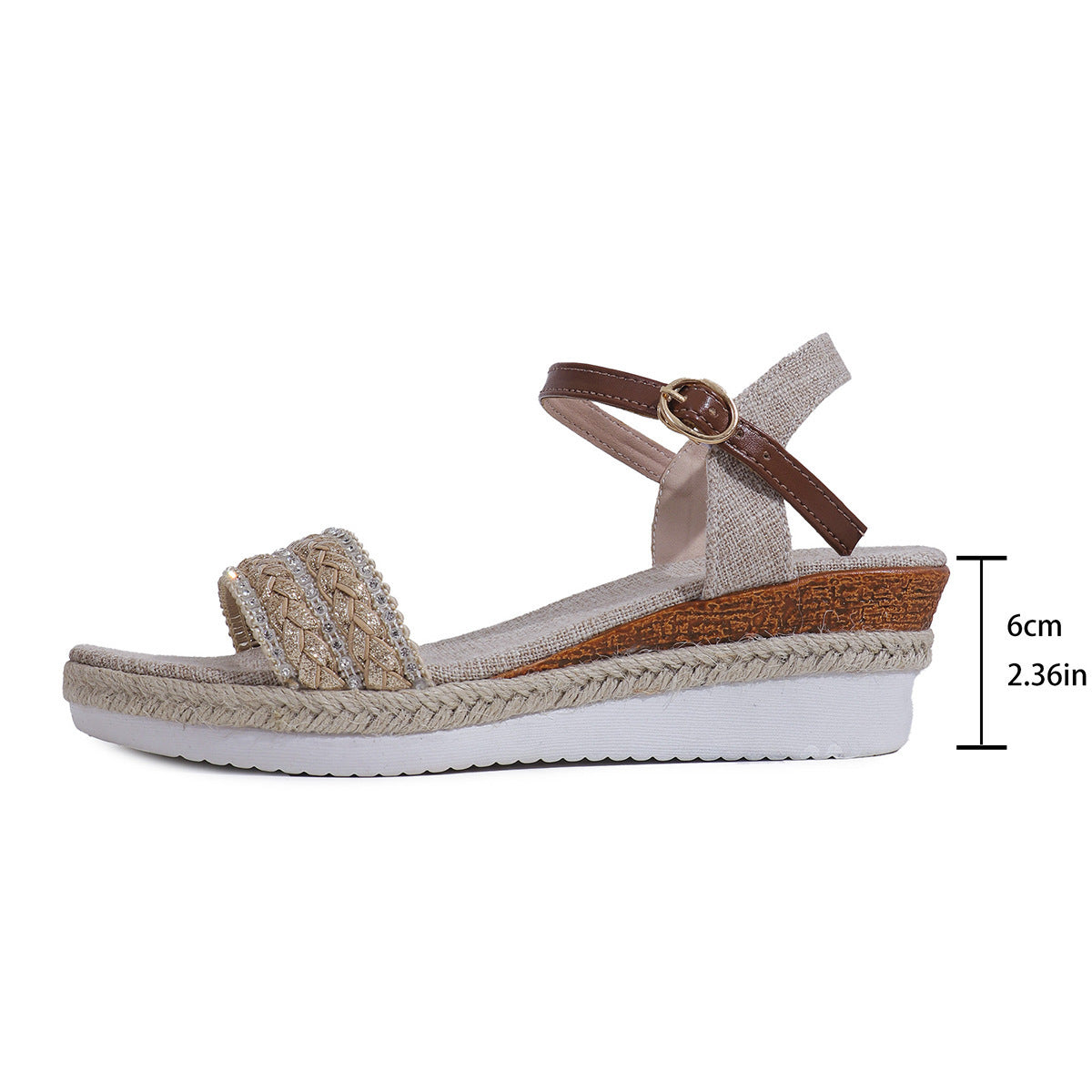 Ethnic Style One Strap Sandals Platform Wedge Buckle Plus Size