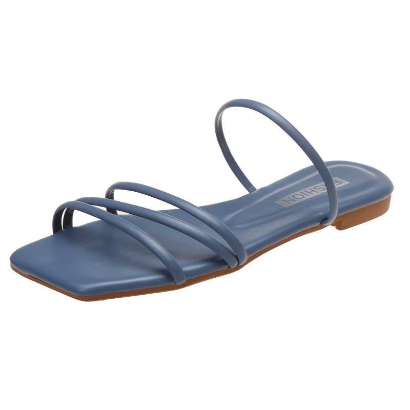INS Thin Strap Minimalist Slippers For Women Special-interest Design