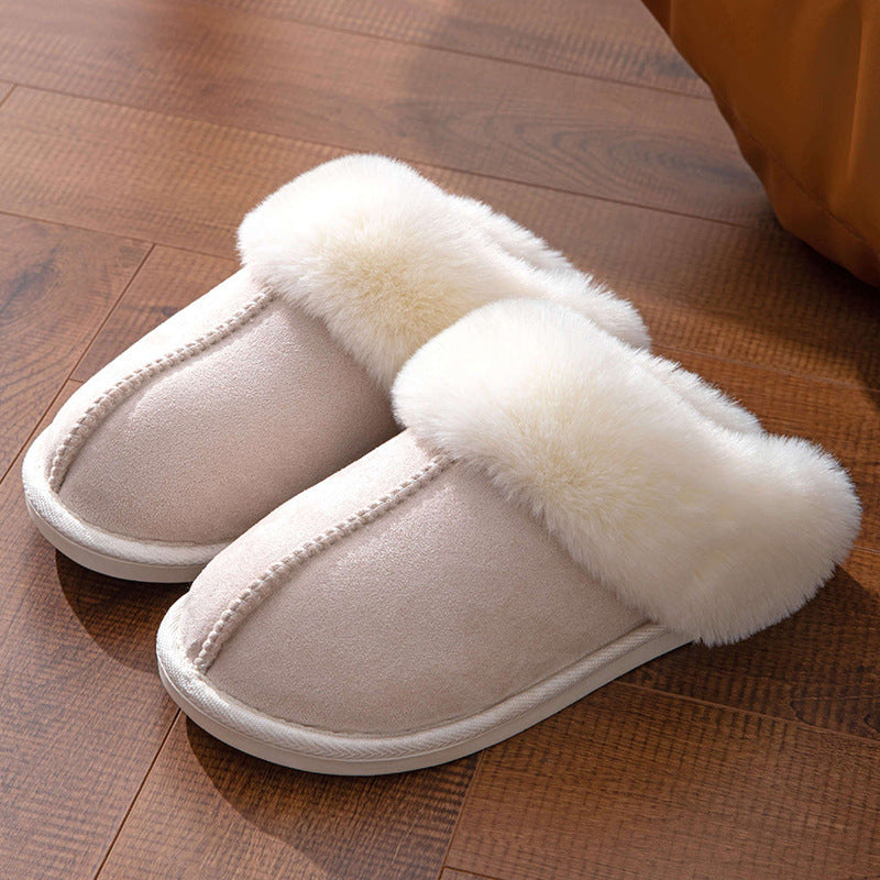 Fluffy Slippers Autumn Winter Home Indoor Cotton Slippers Warm Slugged Bottom Home
