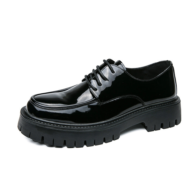 British Casual Lace Up Hair Stylist Platform Height Increasing Low Top Work Shoes