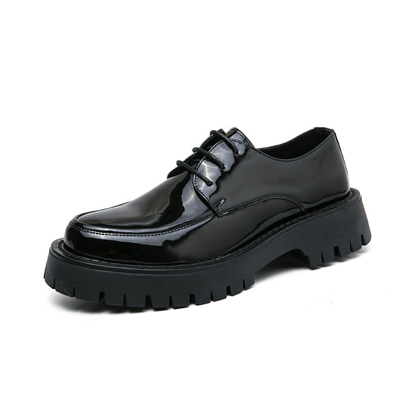 British Casual Lace Up Hair Stylist Platform Height Increasing Low Top Work Shoes
