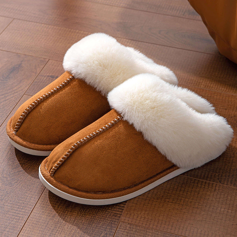 Fluffy Slippers Autumn Winter Home Indoor Cotton Slippers Warm Slugged Bottom Home