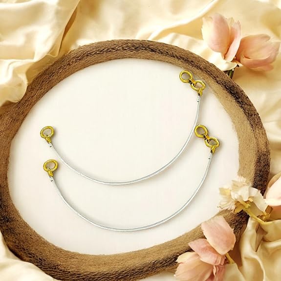 VRONZO Kaan Chain Transparent Stretchable Rubber Gold Colored Earchain | Champaswaralu for Women and Girls | Invisible Ear Chain for Women, Ear Chain for Heavy Earrings