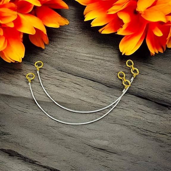 VRONZO Kaan Chain Transparent Stretchable Rubber Gold Colored Earchain | Champaswaralu for Women and Girls | Invisible Ear Chain for Women, Ear Chain for Heavy Earrings