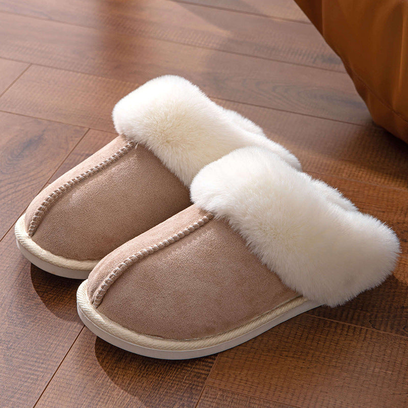 Fluffy Slippers Autumn Winter Home Indoor Cotton Slippers Warm Slugged Bottom Home