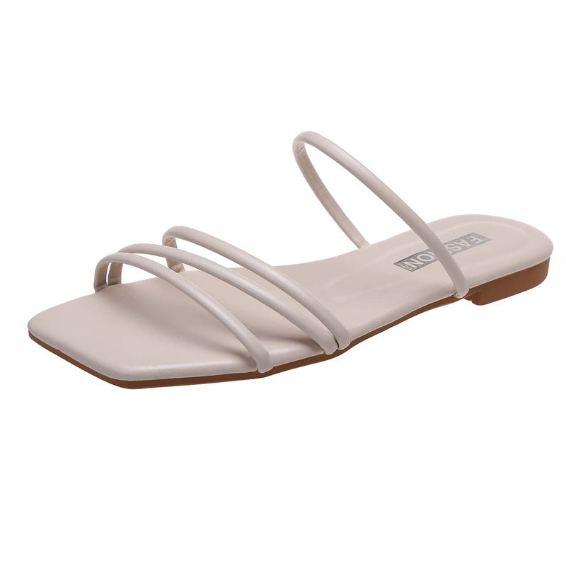 INS Thin Strap Minimalist Slippers For Women Special-interest Design