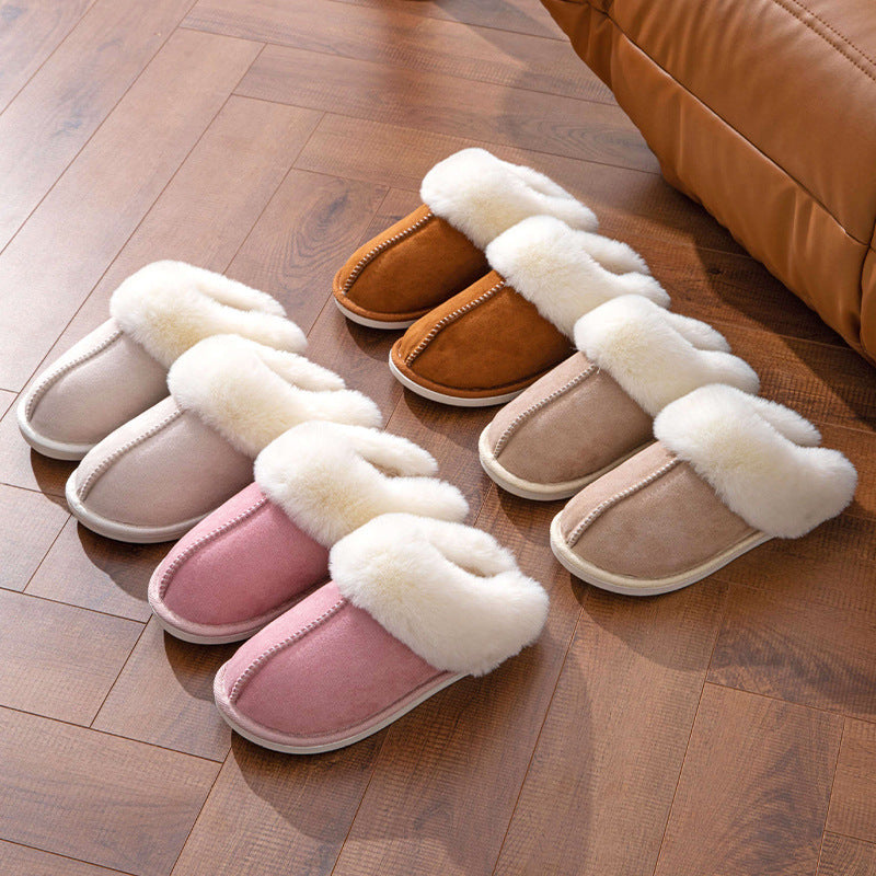 Fluffy Slippers Autumn Winter Home Indoor Cotton Slippers Warm Slugged Bottom Home