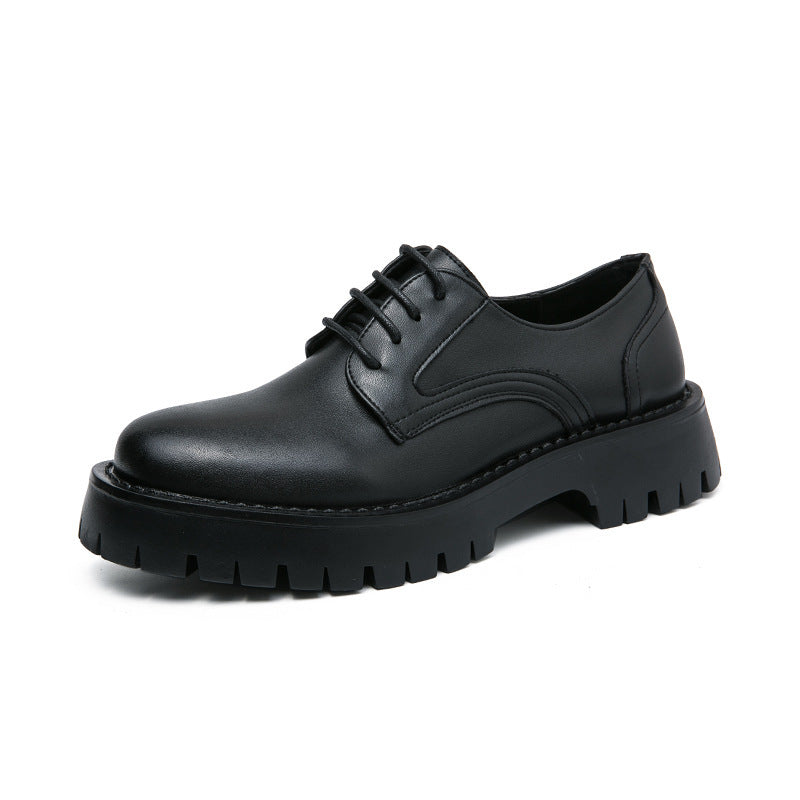 British Casual Lace Up Hair Stylist Platform Height Increasing Low Top Work Shoes