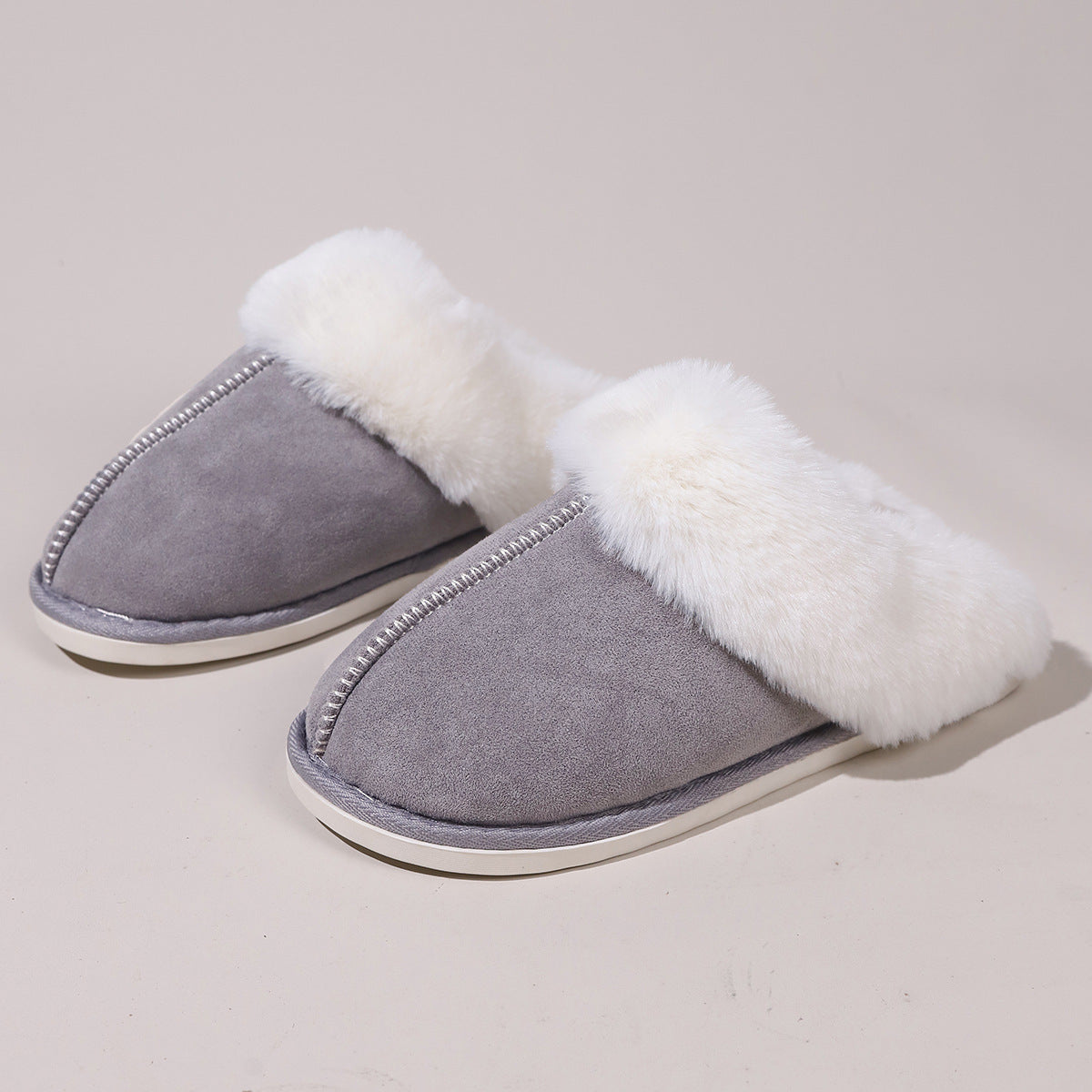 Fluffy Slippers Autumn Winter Home Indoor Cotton Slippers Warm Slugged Bottom Home