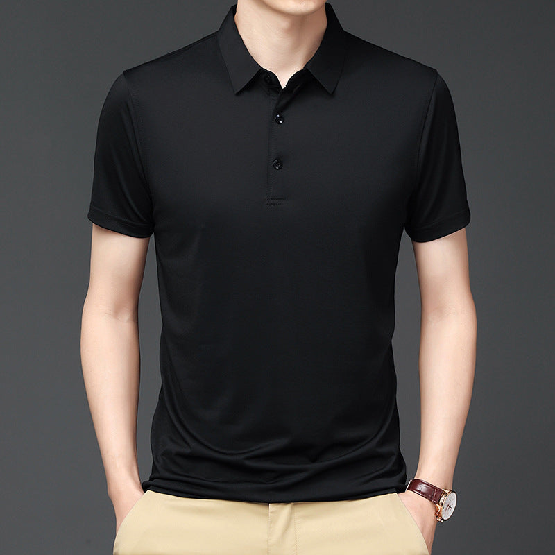 Elasticity Traceless Ice Silk Men's Short-sleeve Polo Shirt