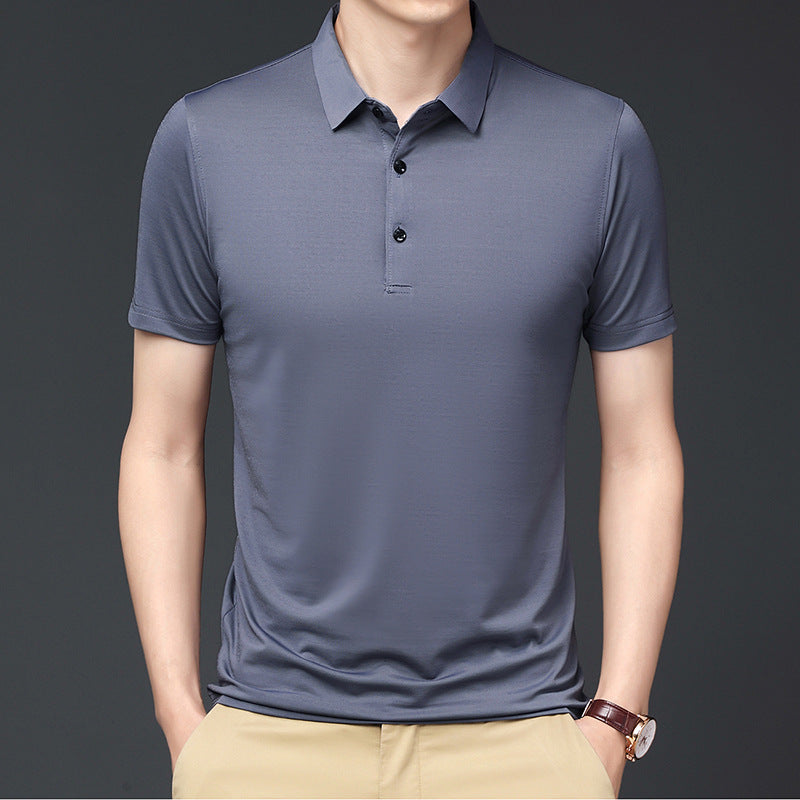 Elasticity Traceless Ice Silk Men's Short-sleeve Polo Shirt