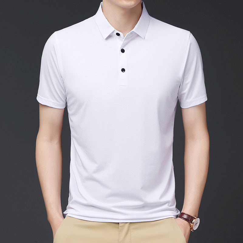 Elasticity Traceless Ice Silk Men's Short-sleeve Polo Shirt