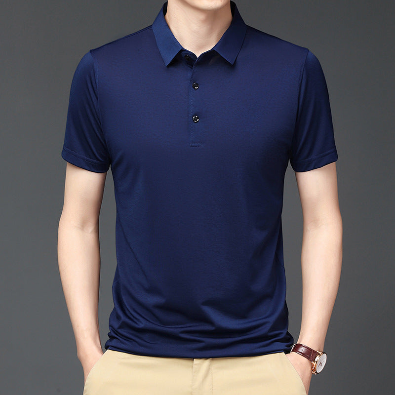 Elasticity Traceless Ice Silk Men's Short-sleeve Polo Shirt