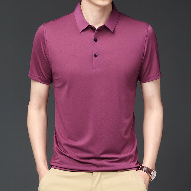 Elasticity Traceless Ice Silk Men's Short-sleeve Polo Shirt