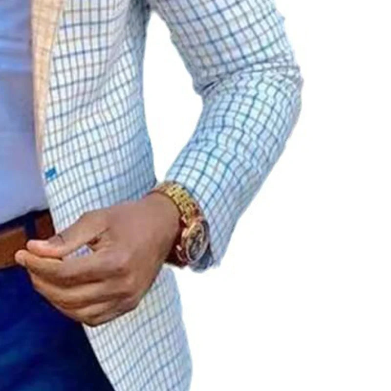 Spring Autumn Men's Casual Plaid Blazer Casual Suit Fashion Business Top Jacket Casual Suit Jacket Clothing Blazer Hombre Coat