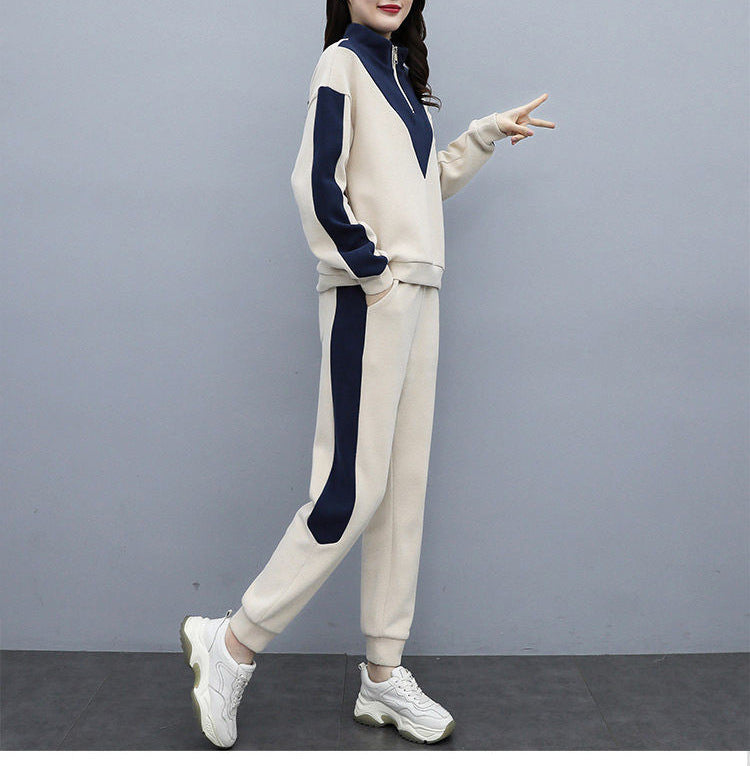 Thickened Velvet Sport Suit Women's Long-sleeved Sweater Casual Wear