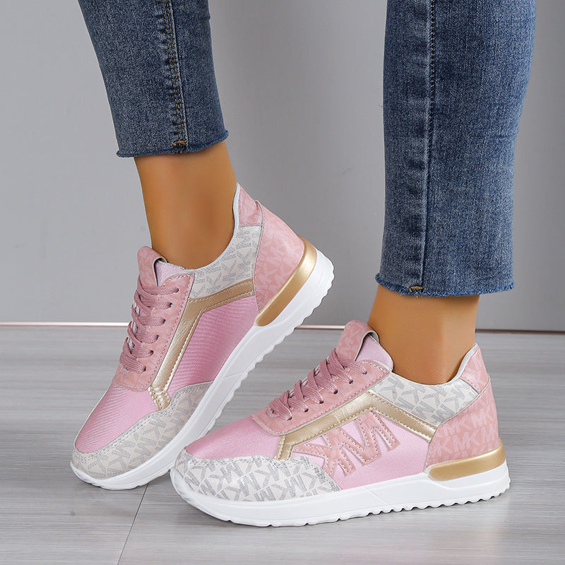 Front Lace-up Round Head Breathable Sneaker Roman Style