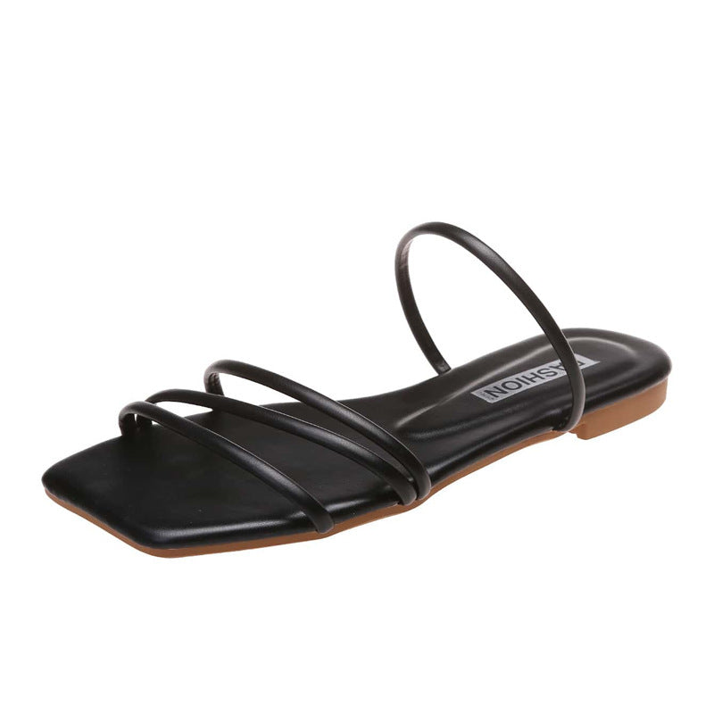 INS Thin Strap Minimalist Slippers For Women Special-interest Design