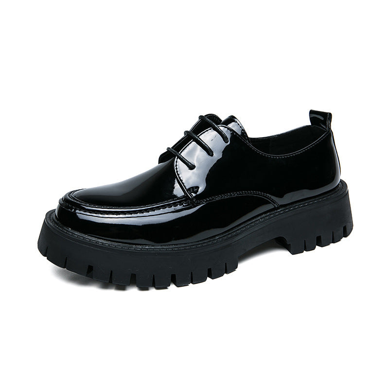 British Casual Lace Up Hair Stylist Platform Height Increasing Low Top Work Shoes