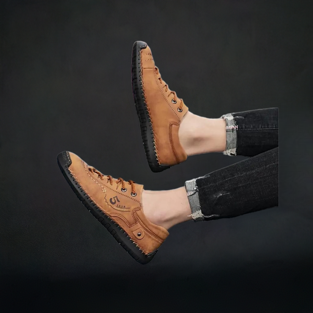Men's Casual Leather Tan Shoes Lightweight