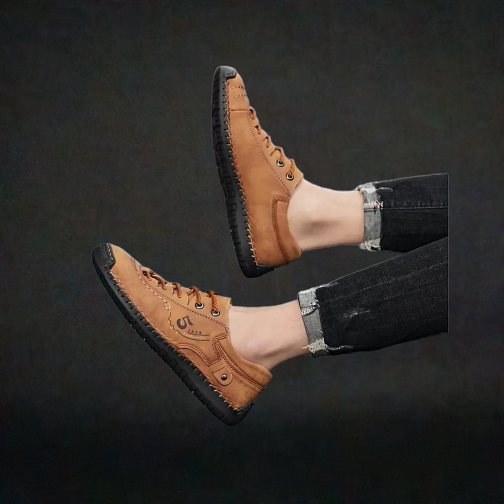 Men's Casual Leather Tan Shoes Lightweight