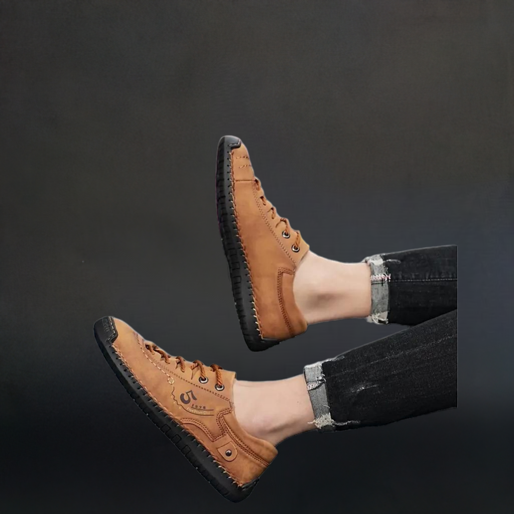 Men's Casual Leather Tan Shoes Lightweight
