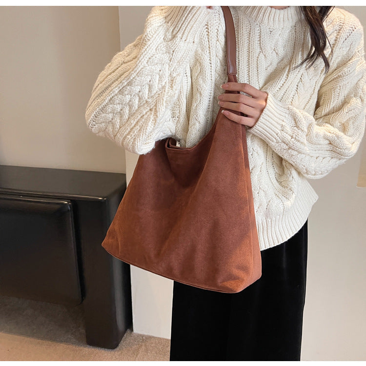 Retro Soft Suede Large Capacity Shoulder Bag