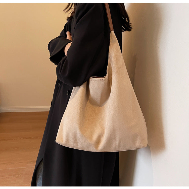 Retro Soft Suede Large Capacity Shoulder Bag