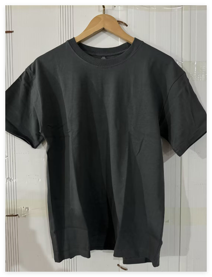 Plus Size Cotton Men's Blank T-Shirt White Oversized Retro Solid Color T-Shirt Large Size Men's Women's Fashion Short Sleeve Men's T-Shirt