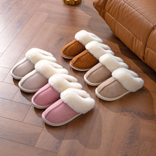 Fluffy Slippers Autumn Winter Home Indoor Cotton Slippers Warm Slugged Bottom Home