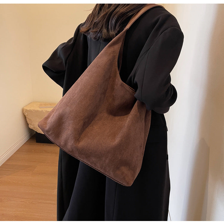 Retro Soft Suede Large Capacity Shoulder Bag