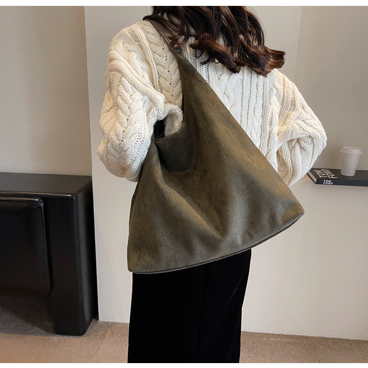 Retro Soft Suede Large Capacity Shoulder Bag