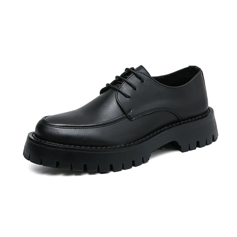 British Casual Lace Up Hair Stylist Platform Height Increasing Low Top Work Shoes