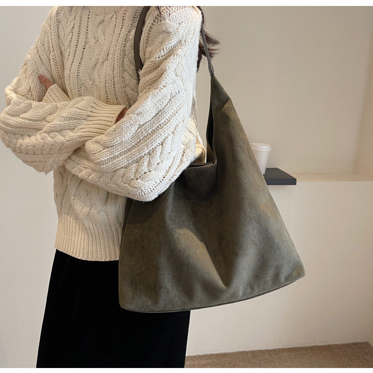 Retro Soft Suede Large Capacity Shoulder Bag