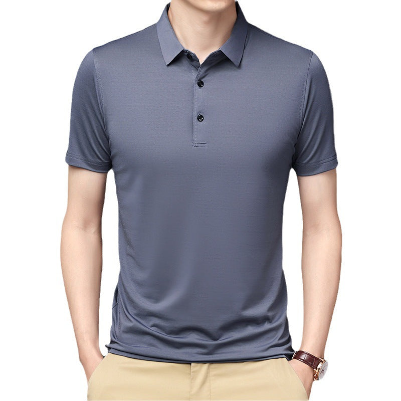 Elasticity Traceless Ice Silk Men's Short-sleeve Polo Shirt