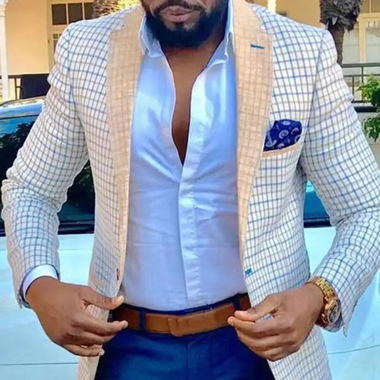Spring Autumn Men's Casual Plaid Blazer Casual Suit Fashion Business Top Jacket Casual Suit Jacket Clothing Blazer Hombre Coat