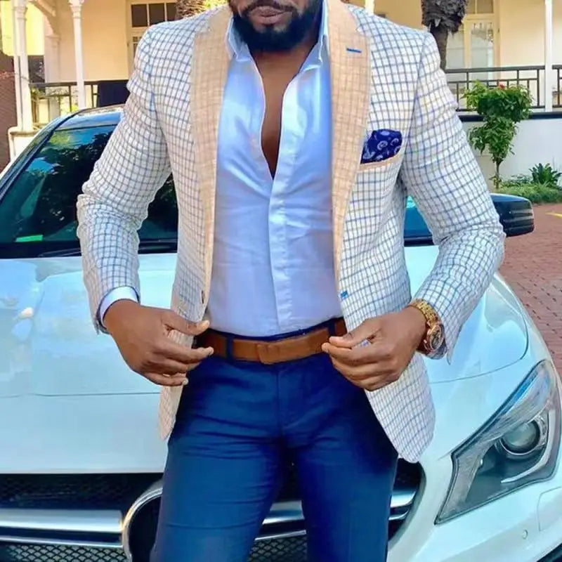 Spring Autumn Men's Casual Plaid Blazer Casual Suit Fashion Business Top Jacket Casual Suit Jacket Clothing Blazer Hombre Coat