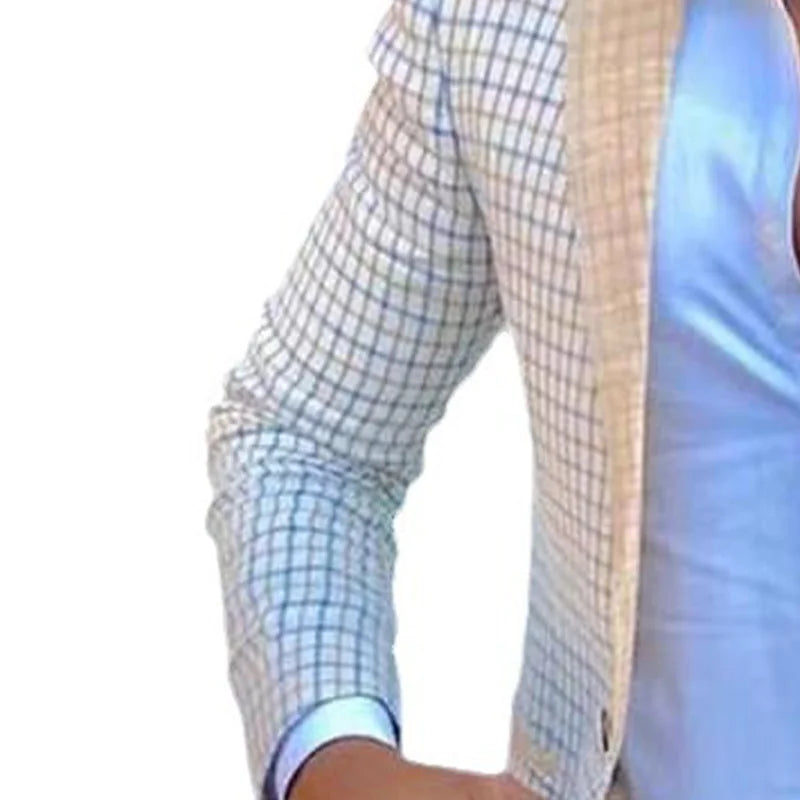 Spring Autumn Men's Casual Plaid Blazer Casual Suit Fashion Business Top Jacket Casual Suit Jacket Clothing Blazer Hombre Coat