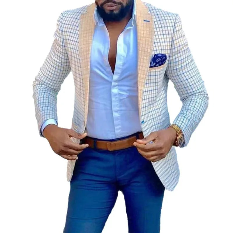 Spring Autumn Men's Casual Plaid Blazer Casual Suit Fashion Business Top Jacket Casual Suit Jacket Clothing Blazer Hombre Coat